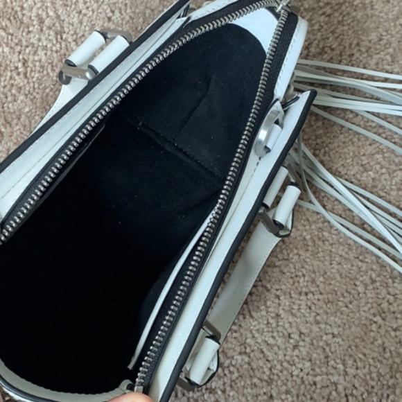 NWT Kendall & Kylie Leather Fringe Mini White Handbag Bag Purse $450 - Picture 4 of 7